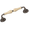 Brass pull handle with porcelain Κ315-06